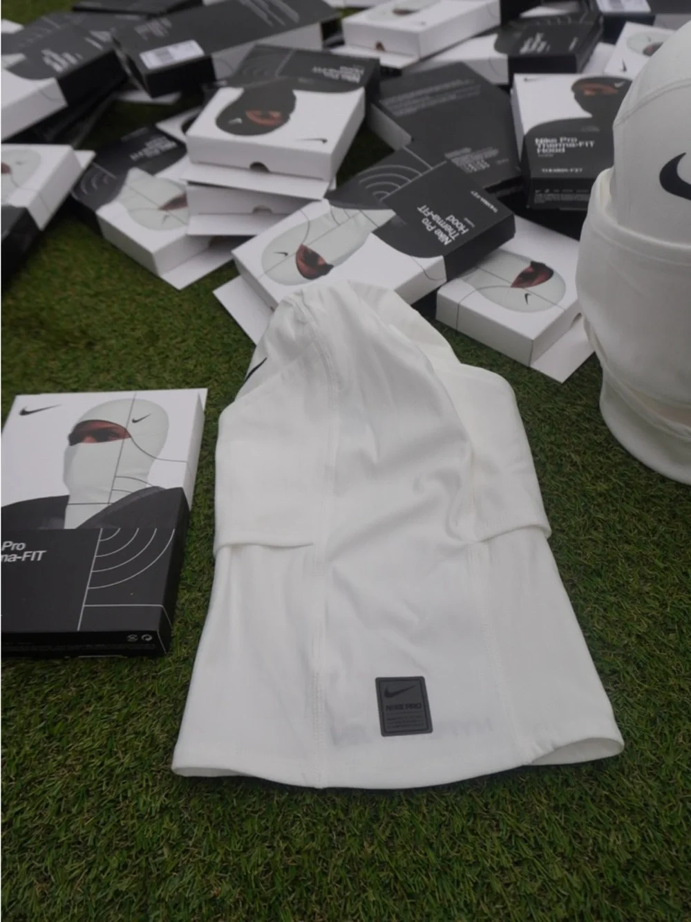Nike White Performance Balaclava with Black Swoosh